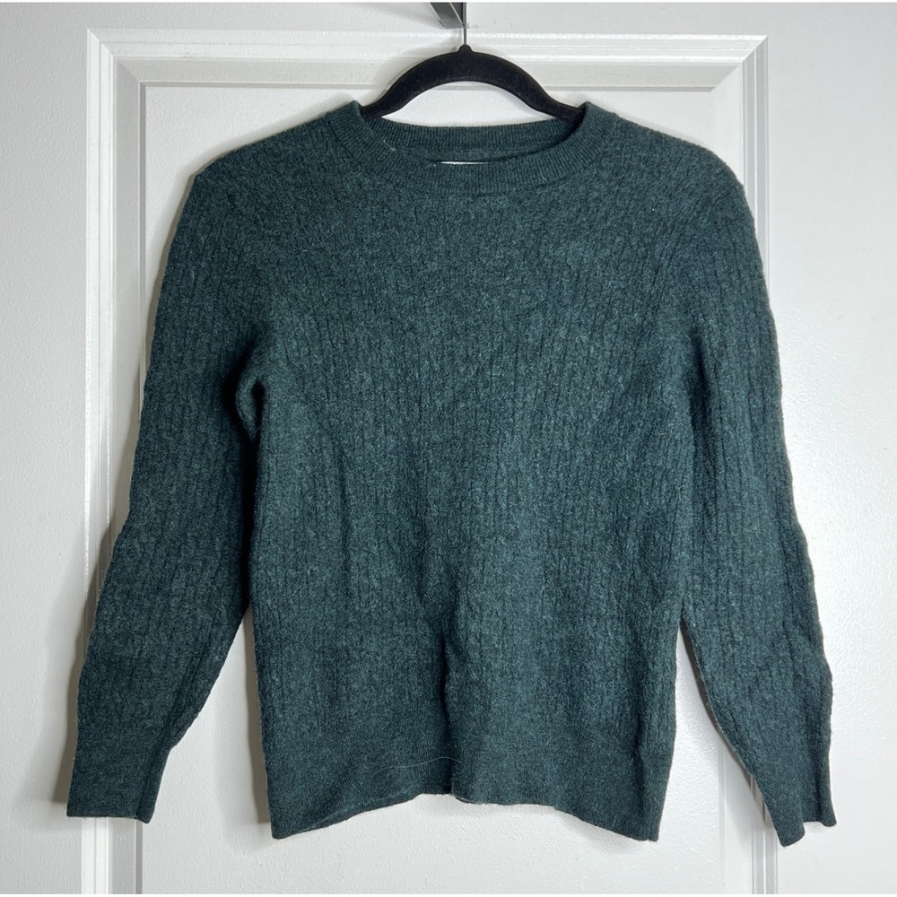 Jason Wu Green 100% Extra Fine Merino Wool Crewneck Sweater Womens Size Medium